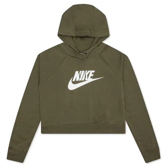 NEW Nike NSW Essential Cropped Hoodie Olive Green Medium Women's CJ6327-222 - Picture 6 of 8